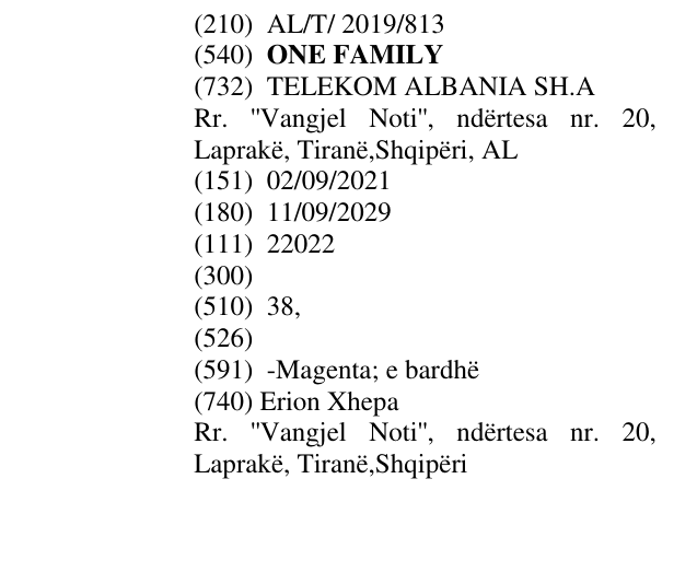 Zëri i markës ONE FAMILY në buletin