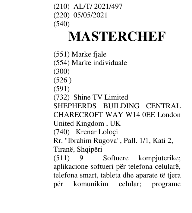 Zëri i markës MASTERCHEF në buletin