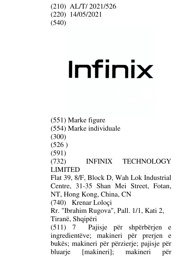 Zëri i markës Infinix në buletin