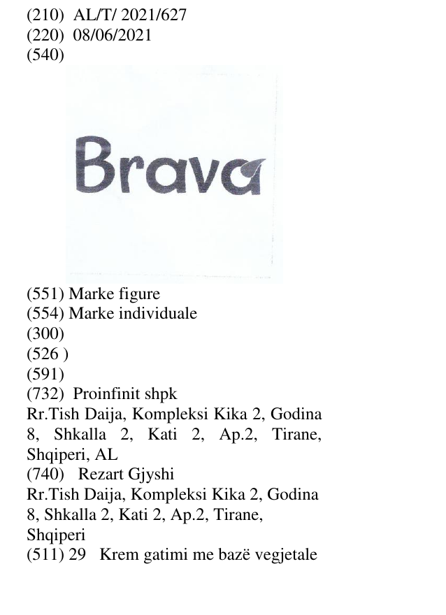 Zëri i markës Brava në buletin