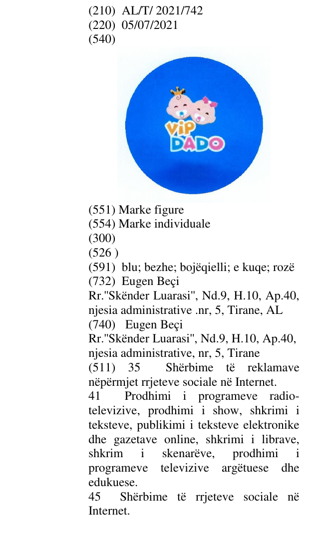 Zëri i markës VIP DADO në buletin