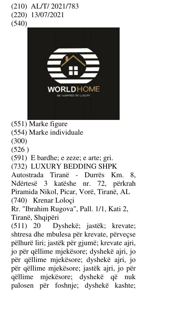 Zëri i markës WORLD HOME BE INSPIRED BY LUXURY në buletin
