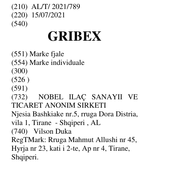 Zëri i markës GRIBEX në buletin