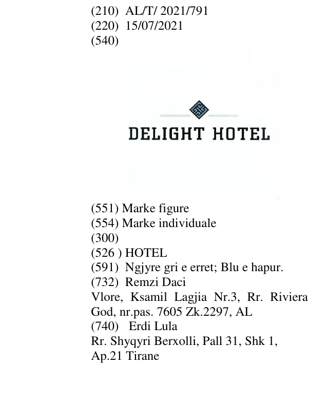 Zëri i markës HOTEL në buletin