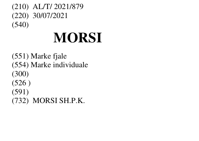 Zëri i markës MORSI në buletin