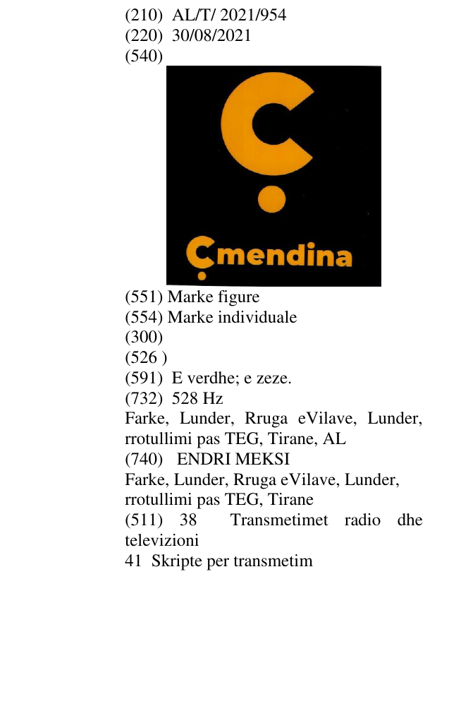 Zëri i markës Çmendina në buletin