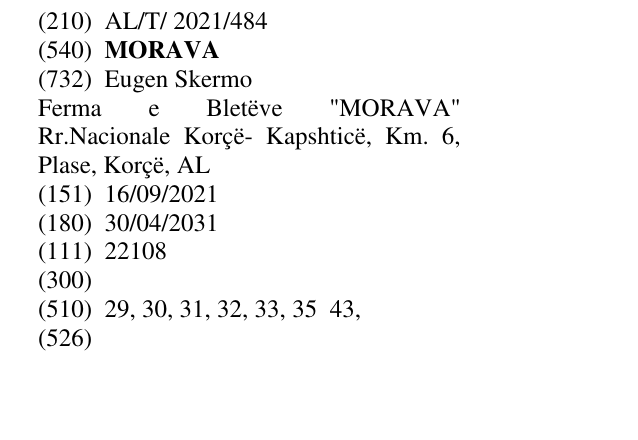 Zëri i markës MORAVA në buletin