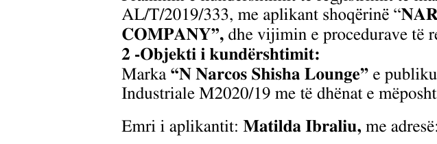Zëri i markës NARCOS në buletin