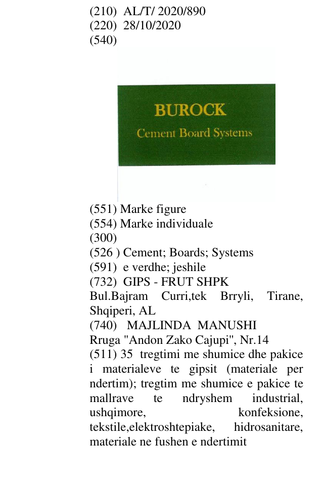 Zëri i markës Cement; Boards; Systems në buletin