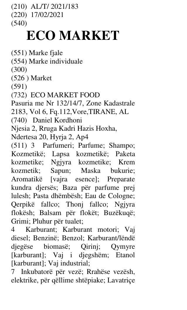 Zëri i markës ECO MARKET në buletin