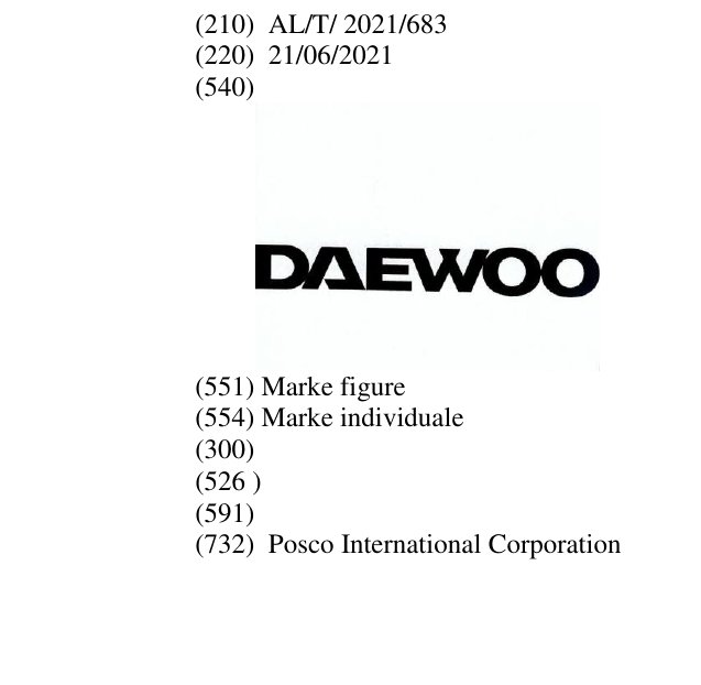 Zëri i markës DAEWOO në buletin