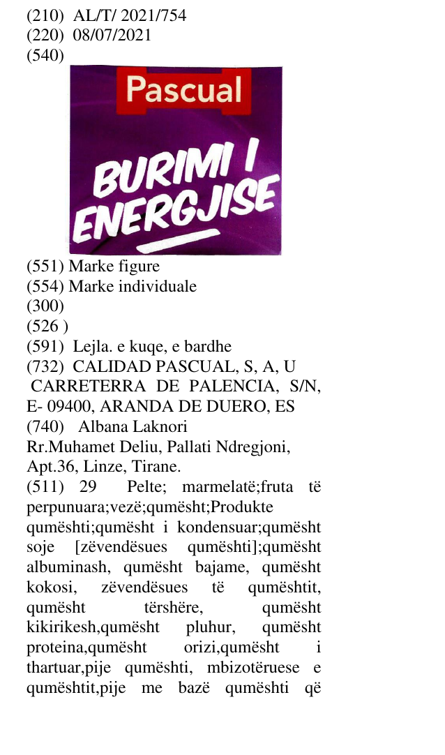 Zëri i markës PASCUAL Burimi i energjise në buletin