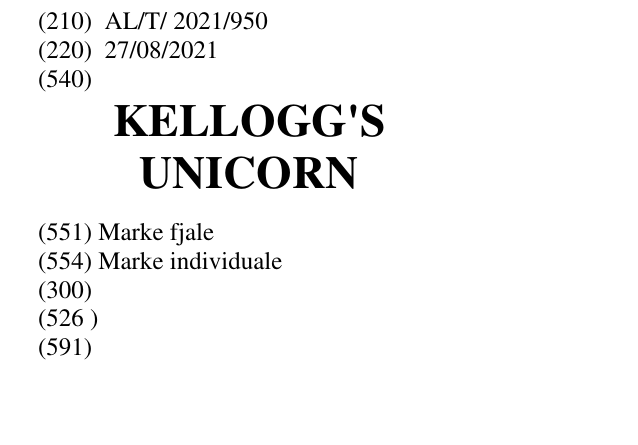 Zëri i markës KELLOGG'S UNICORN në buletin