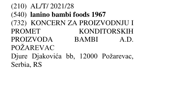 Zëri i markës lanino bambi foods 1967 në buletin
