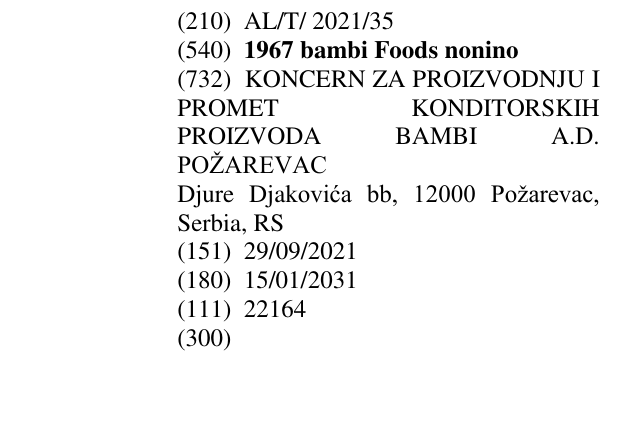 Zëri i markës 1967 bambi Foods nonino në buletin