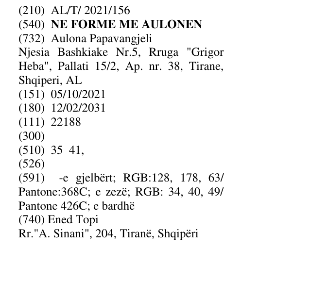 Zëri i markës NE FORME ME AULONEN në buletin