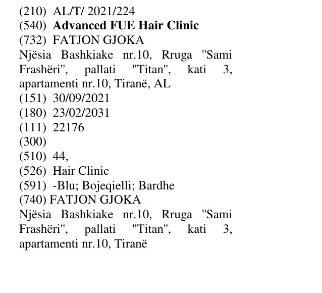 Zëri i markës Advanced FUE Hair Clinic në buletin