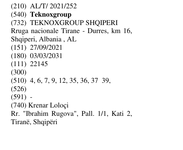 Zëri i markës Teknoxgroup në buletin