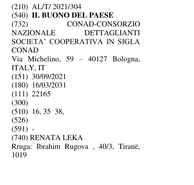 Zëri i markës IL BUONO DEL PAESE në buletin