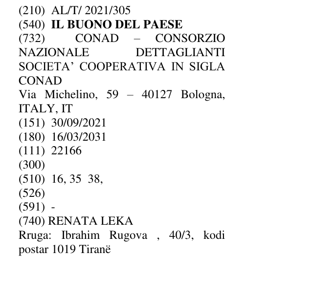 Zëri i markës IL BUONO DEL PAESE në buletin