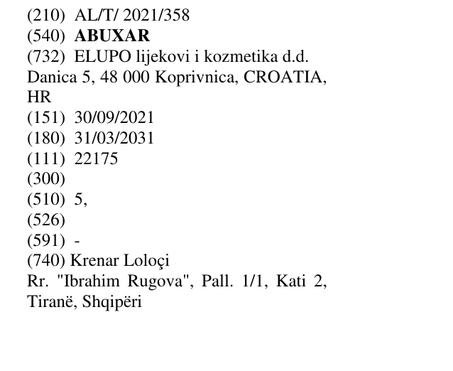 Zëri i markës ABUXAR në buletin