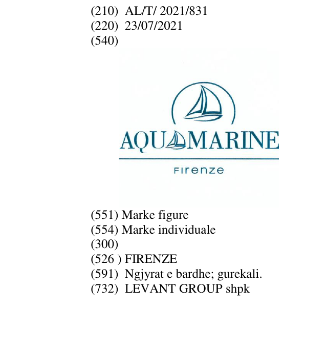 Zëri i markës FIRENZE në buletin