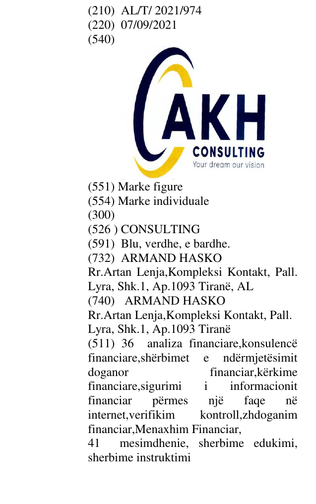 Zëri i markës CONSULTING në buletin