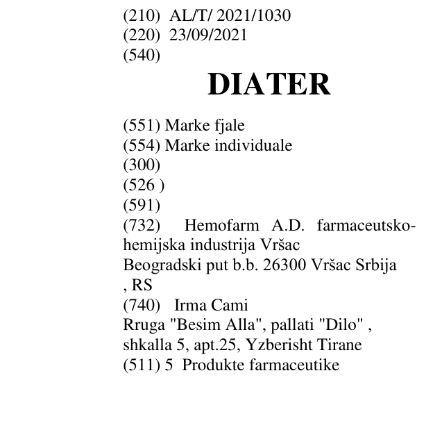 Zëri i markës DIATER në buletin