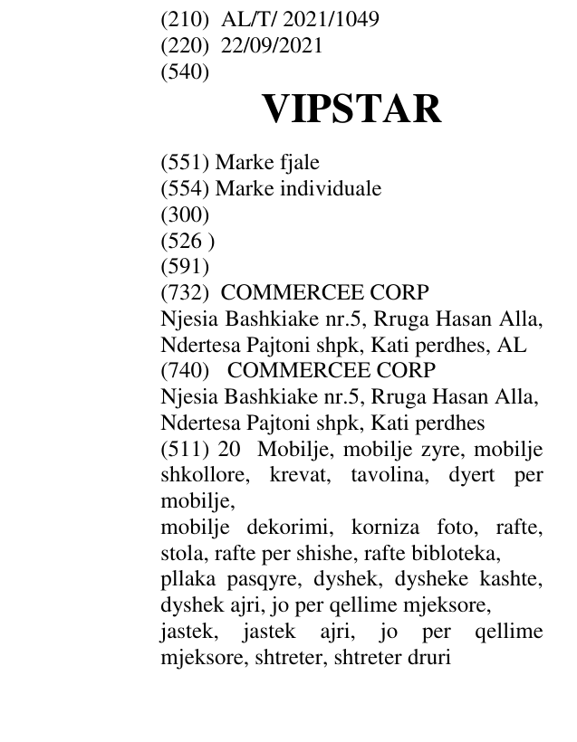 Zëri i markës VIPSTAR në buletin