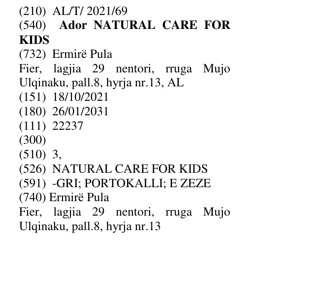 Zëri i markës Ador NATURAL CARE FOR KIDS në buletin