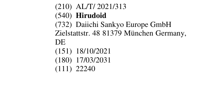 Zëri i markës Hirudoid në buletin