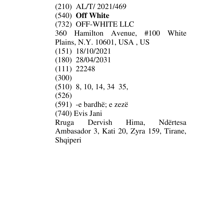 Zëri i markës Off White në buletin