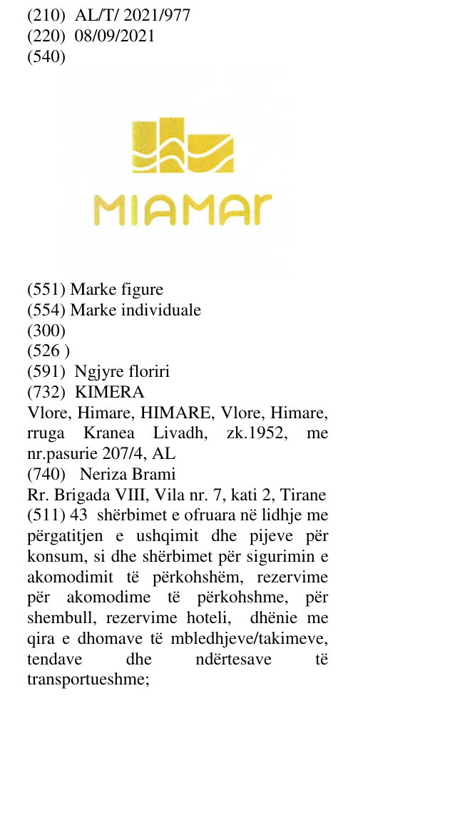 Zëri i markës MIAMAR në buletin