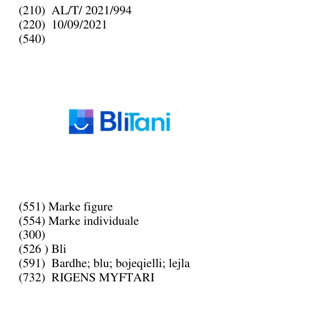 Zëri i markës Bli në buletin