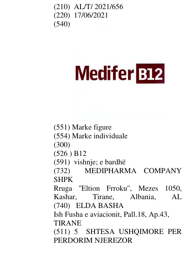 Zëri i markës B12 në buletin
