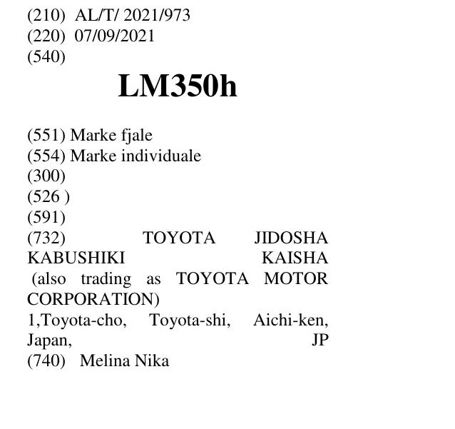Zëri i markës LM350h në buletin