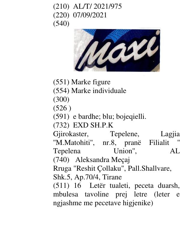 Zëri i markës Maxi në buletin