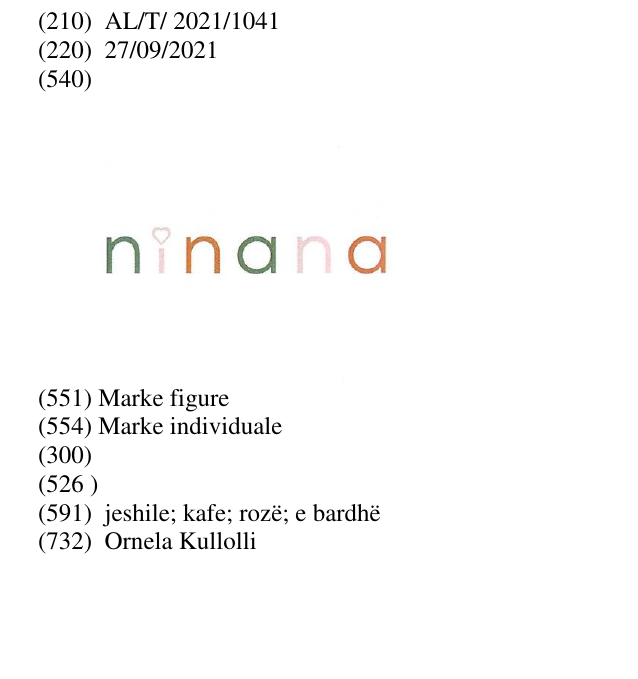 Zëri i markës Ninana në buletin