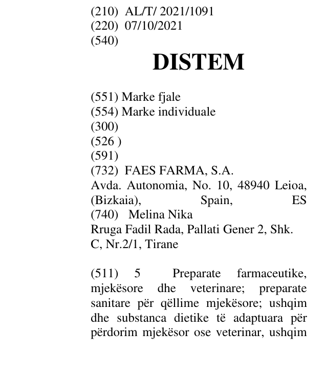 Zëri i markës DISTEM në buletin