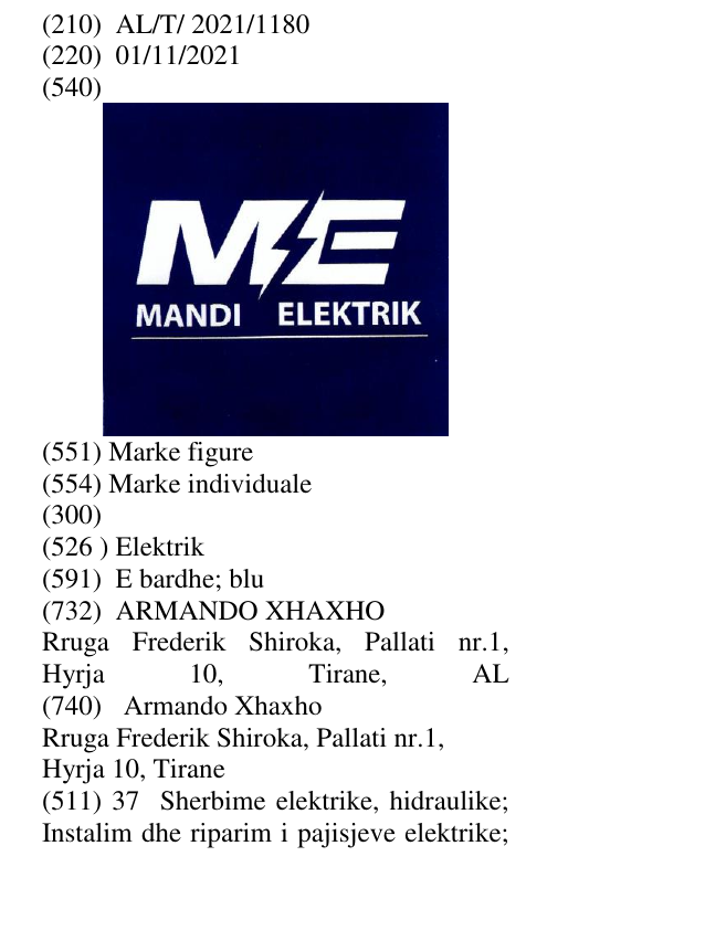 Zëri i markës Elektrik në buletin