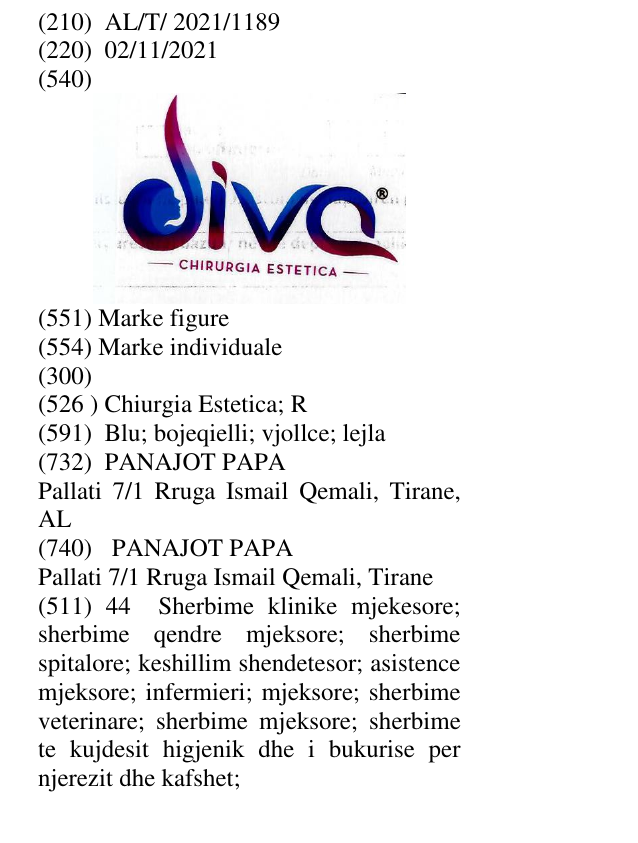 Zëri i markës Chiurgia Estetica; R në buletin