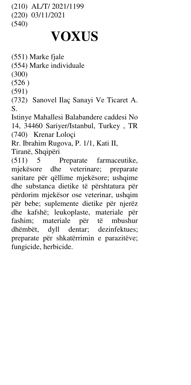 Zëri i markës VOXUS në buletin