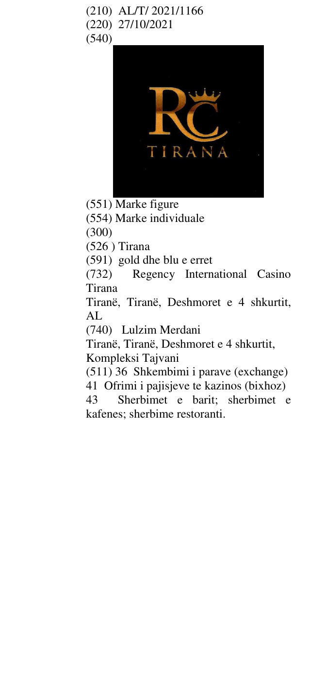 Zëri i markës Tirana në buletin