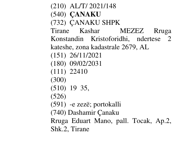 Zëri i markës ÇANAKU në buletin