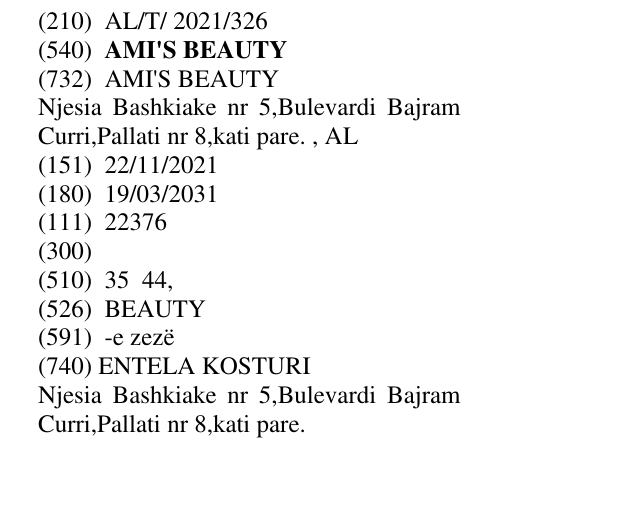 Zëri i markës AMI'S BEAUTY në buletin