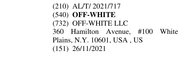 Zëri i markës OFF-WHITE në buletin