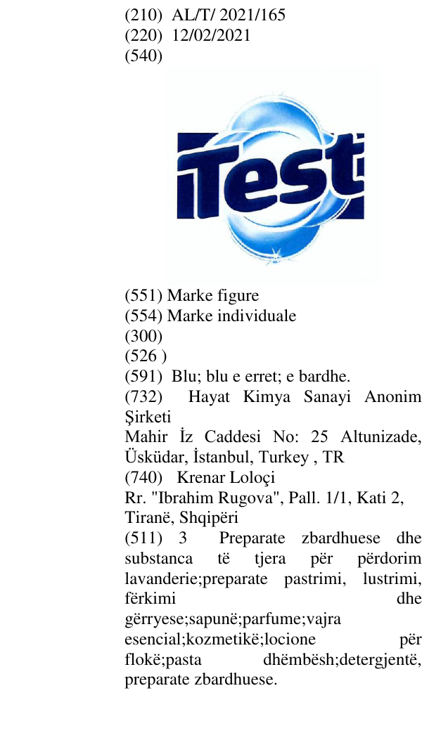 Zëri i markës TEST në buletin