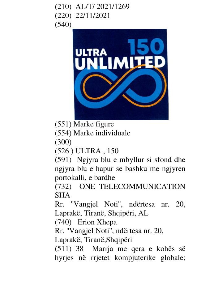 Zëri i markës ULTRA , 150 në buletin