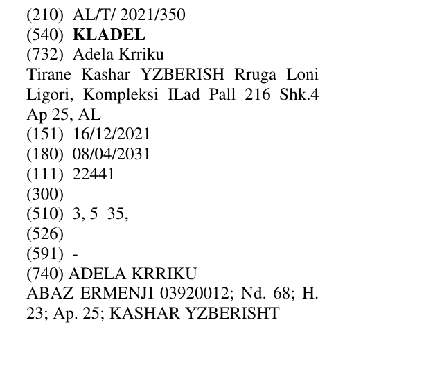 Zëri i markës KLADEL në buletin
