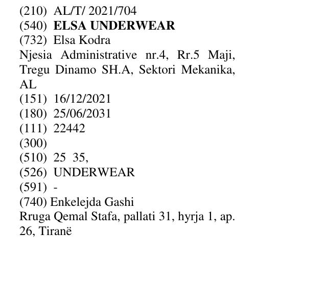 Zëri i markës ELSA UNDERWEAR në buletin